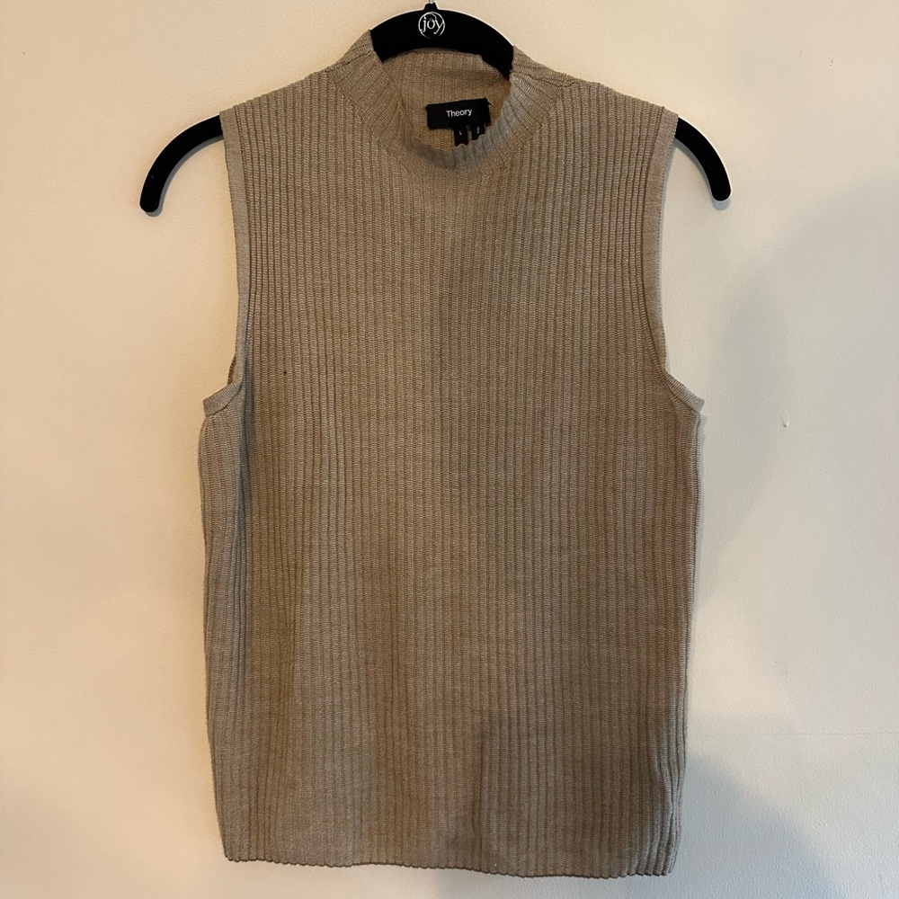 Theory Tan Wool Sleeveless Sweater